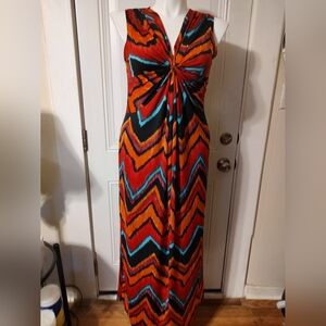 NY Collection Multicolor Chevron Maxi Dress